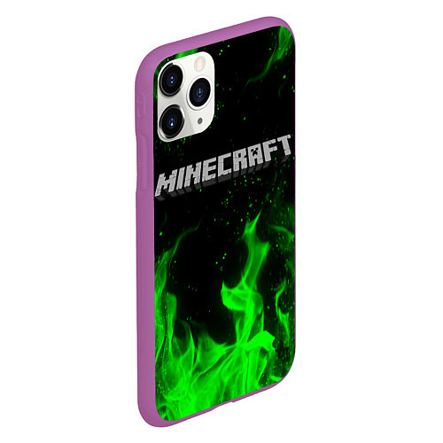 Чехол iPhone 11 Pro матовый MINECRAFT / 3D-Фиолетовый – фото 2