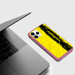 Чехол iPhone 11 Pro матовый CYBERPUNK 2077, цвет: 3D-малиновый — фото 2