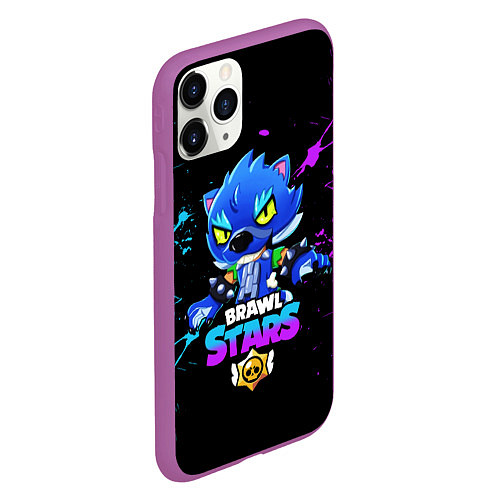 Чехол iPhone 11 Pro матовый Brawl Stars LEON / 3D-Фиолетовый – фото 2