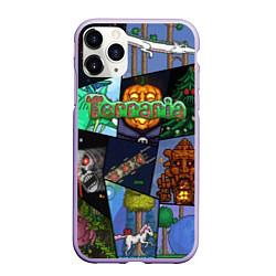 Чехол iPhone 11 Pro матовый Terraria, цвет: 3D-светло-сиреневый