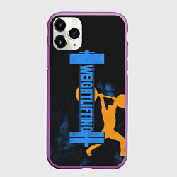 Чехол iPhone 11 Pro матовый Wheight lifting, цвет: 3D-фиолетовый