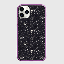 Чехол iPhone 11 Pro матовый Космос, цвет: 3D-фиолетовый