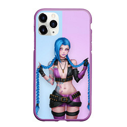 Чехол iPhone 11 Pro матовый League of Legends Jinx, цвет: 3D-фиолетовый