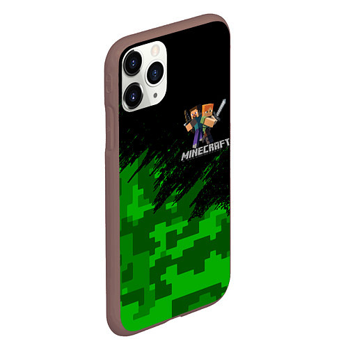 Чехол iPhone 11 Pro матовый MINECRAFT / 3D-Коричневый – фото 2