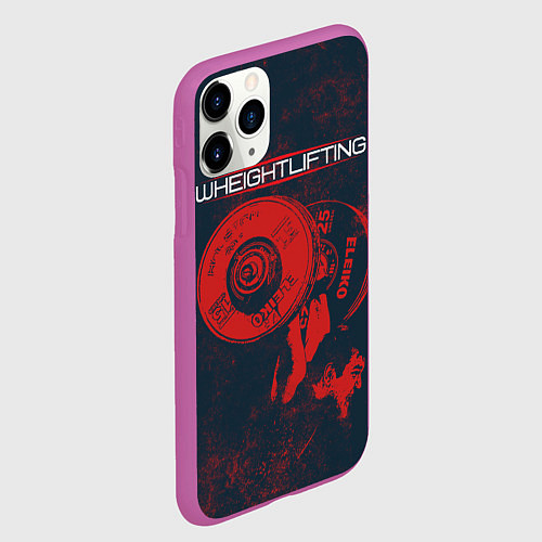Чехол iPhone 11 Pro матовый Тяжелая атлетика / 3D-Фиолетовый – фото 2