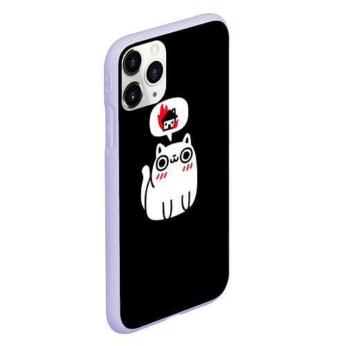 Чехол iPhone 11 Pro матовый Meme cat / 3D-Светло-сиреневый – фото 2