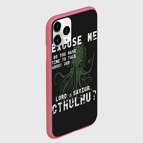 Чехол iPhone 11 Pro матовый Cthulhu / 3D-Малиновый – фото 2