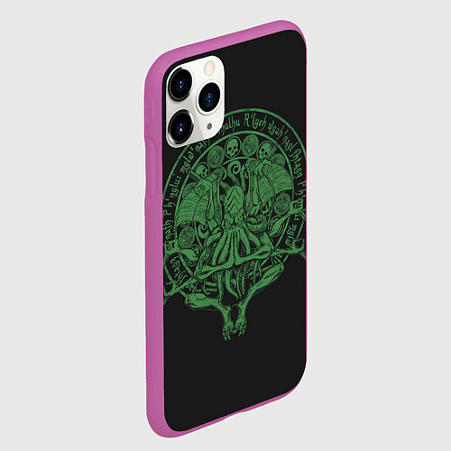 Чехол iPhone 11 Pro матовый Ктулху / 3D-Фиолетовый – фото 2