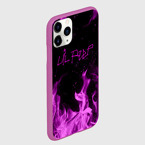 Чехол iPhone 11 Pro матовый LIL PEEP FIRE / 3D-Фиолетовый – фото 2