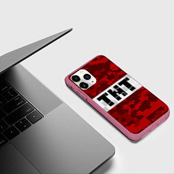 Чехол iPhone 11 Pro матовый MINECRAFT TNT, цвет: 3D-малиновый — фото 2