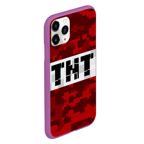 Чехол iPhone 11 Pro матовый MINECRAFT TNT / 3D-Фиолетовый – фото 2