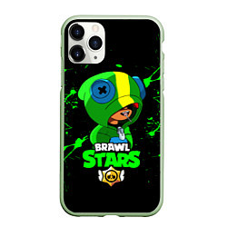 Чехол iPhone 11 Pro матовый Brawl Stars LEON, цвет: 3D-салатовый