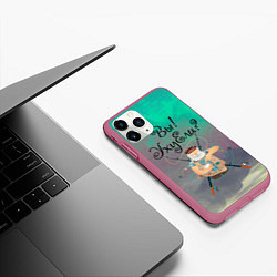 Чехол iPhone 11 Pro матовый Рыбак, цвет: 3D-малиновый — фото 2
