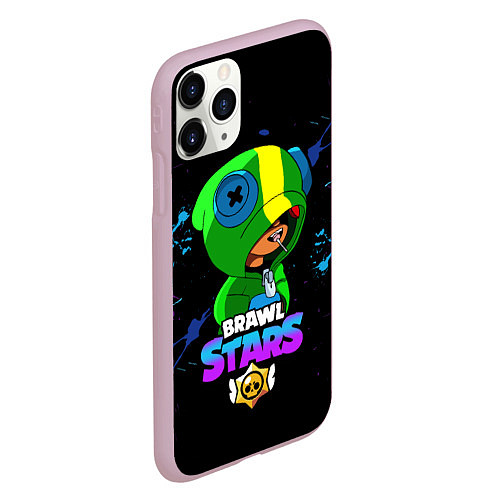 Чехол iPhone 11 Pro матовый Brawl Stars LEON / 3D-Розовый – фото 2