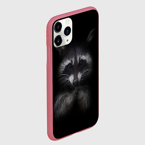 Чехол iPhone 11 Pro матовый Енот / 3D-Малиновый – фото 2