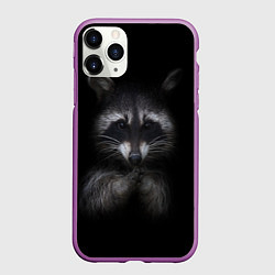 Чехол iPhone 11 Pro матовый Енот, цвет: 3D-фиолетовый