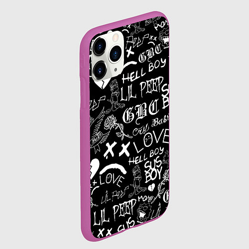 Чехол iPhone 11 Pro матовый LIL PEEP LOGOBOMBING / 3D-Фиолетовый – фото 2