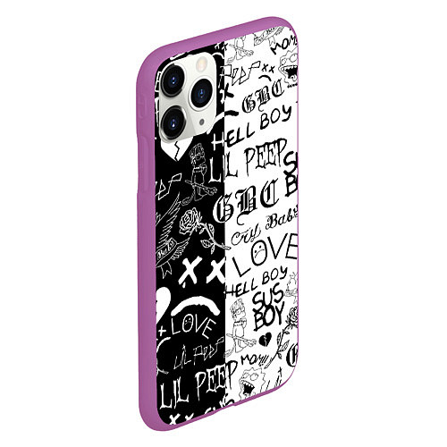 Чехол iPhone 11 Pro матовый LIL PEEP LOGOBOMBING / 3D-Фиолетовый – фото 2