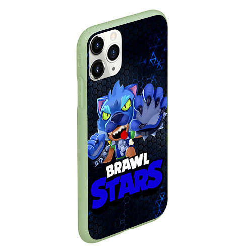 Чехол iPhone 11 Pro матовый Brawl Stars Blue Hex / 3D-Салатовый – фото 2