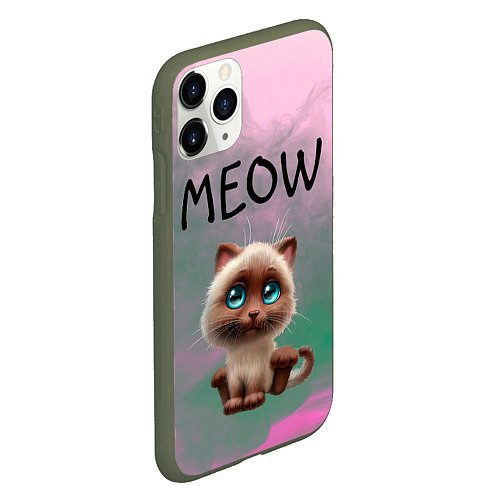 Чехол iPhone 11 Pro матовый Кошечка / 3D-Темно-зеленый – фото 2