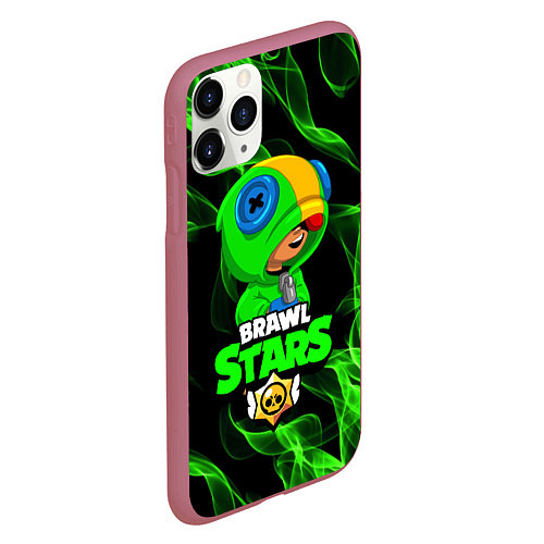 Чехол iPhone 11 Pro матовый BRAWL STARS LEON / 3D-Малиновый – фото 2