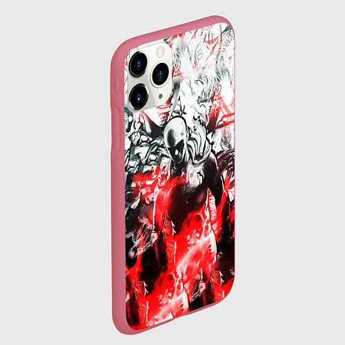 Чехол iPhone 11 Pro матовый One-Punch Man Collage / 3D-Малиновый – фото 2