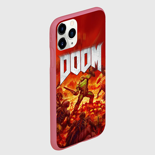 Чехол iPhone 11 Pro матовый DOOM / 3D-Малиновый – фото 2