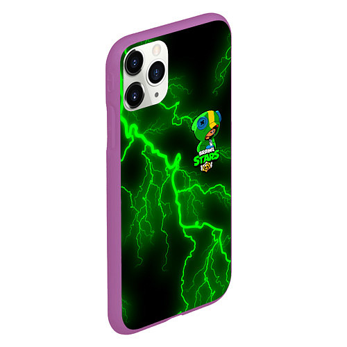 Чехол iPhone 11 Pro матовый Brawl Stars LEON / 3D-Фиолетовый – фото 2