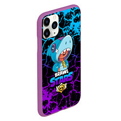 Чехол iPhone 11 Pro матовый BRAWL STARS LEON SHARK, цвет: 3D-фиолетовый — фото 2