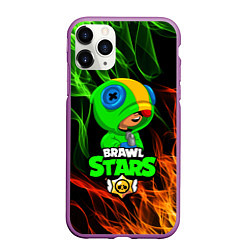 Чехол iPhone 11 Pro матовый BRAWL STARS LEON, цвет: 3D-фиолетовый