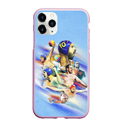 Чехол iPhone 11 Pro матовый Water polo players, цвет: 3D-розовый