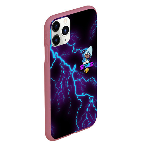 Чехол iPhone 11 Pro матовый Brawl Stars LEON SHARK / 3D-Малиновый – фото 2