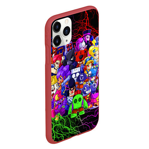 Чехол iPhone 11 Pro матовый BRAWL STARS ALL BRAWLERS / 3D-Красный – фото 2