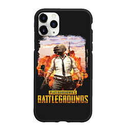 Чехол iPhone 11 Pro матовый PUBG, цвет: 3D-черный