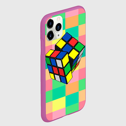 Чехол iPhone 11 Pro матовый Кубик Рубика / 3D-Фиолетовый – фото 2