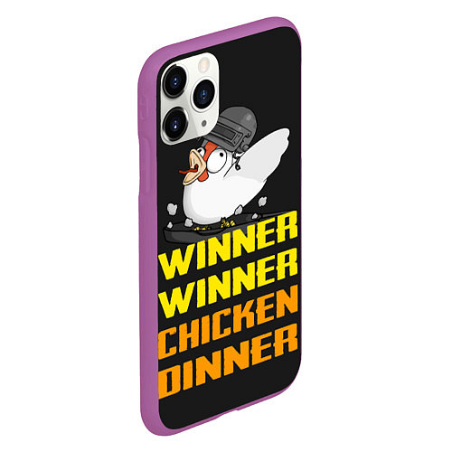 Чехол iPhone 11 Pro матовый Winner Chicken Dinner / 3D-Фиолетовый – фото 2