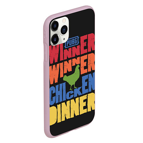Чехол iPhone 11 Pro матовый Winner Chicken Dinner / 3D-Розовый – фото 2