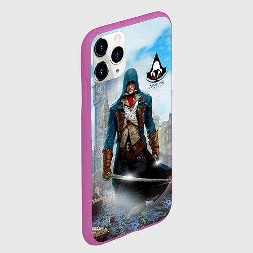 Чехол iPhone 11 Pro матовый Assasin's creed / 3D-Фиолетовый – фото 2