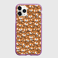 Чехол iPhone 11 Pro матовый Попки Корги, цвет: 3D-фиолетовый