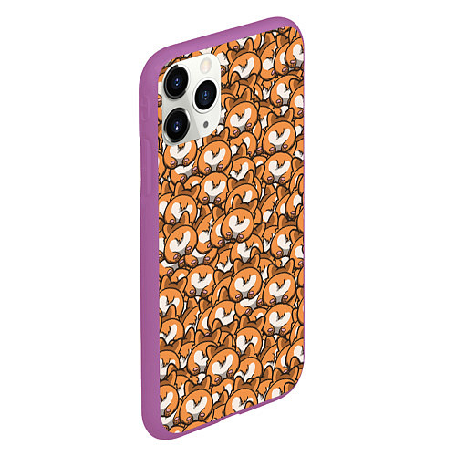 Чехол iPhone 11 Pro матовый Попки Корги / 3D-Фиолетовый – фото 2