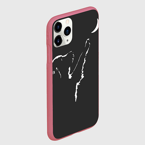 Чехол iPhone 11 Pro матовый Лунопёс / 3D-Малиновый – фото 2