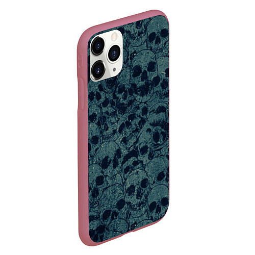 Чехол iPhone 11 Pro матовый Skull / 3D-Малиновый – фото 2