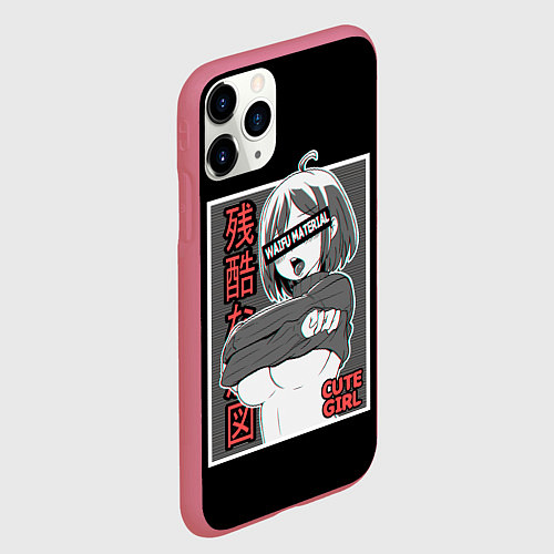Чехол iPhone 11 Pro матовый Ahegao / 3D-Малиновый – фото 2