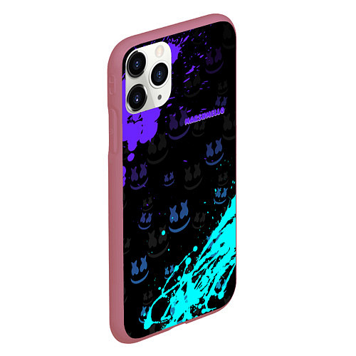 Чехол iPhone 11 Pro матовый Marshmello / 3D-Малиновый – фото 2