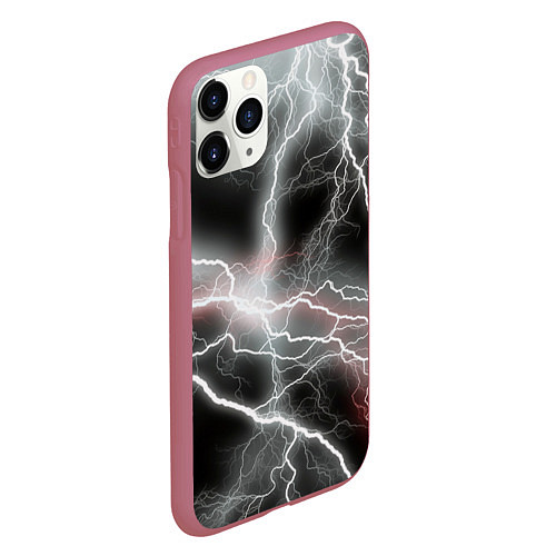 Чехол iPhone 11 Pro матовый Молния / 3D-Малиновый – фото 2