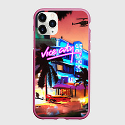 Чехол iPhone 11 Pro матовый GTA: VICE CITY, цвет: 3D-малиновый