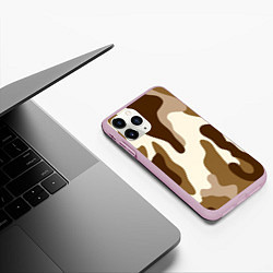 Чехол iPhone 11 Pro матовый КОРИЧНЕВЫЙ КАМУФЛЯЖ, цвет: 3D-розовый — фото 2