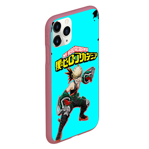 Чехол iPhone 11 Pro матовый MY HERO ACADEMIA на синем / 3D-Малиновый – фото 2