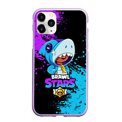 Чехол iPhone 11 Pro матовый Brawl Stars Leon Shark, цвет: 3D-сиреневый