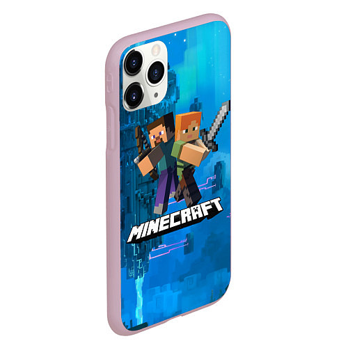 Чехол iPhone 11 Pro матовый Minecraft Майнкрафт / 3D-Розовый – фото 2